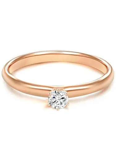 Trilani Damen Verlobungsring 925/- Sterling Silber - Ringe für Damen: Extravaganter Solitärring aus rosévergoldetem 925er Sterlingsilber mit funkelndem Zirkoniastein – das perfekte Symbol für Ihre Liebe.