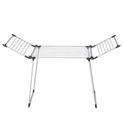 Meisterhome® Extra Stabiler Wäscheständer Standtrockner mit Flügeln für Lange Kleidungsstücke, standfester Flügelwäschetrockner - für drinnen und draußen - 19m Trockenleinenlänge
