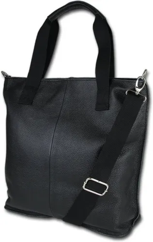 Toscanto Schultertasche aus echtem Leder - Elegante Schultertasche aus echtem Leder in Schwarz, ideal für den täglichen Gebrauch. Mit großzügigen Maßen von 44 x 36,5 x 14 cm bietet sie viel Platz für Ihre Essentials.