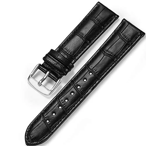 iStrap Uhrenarmbänder Krokodilmuster Echtes Leder Edelstahlschnalle Armband für Männer Frauen-18mm 19mm 20mm 21mm 22mm 24mm- Schwarz Braun