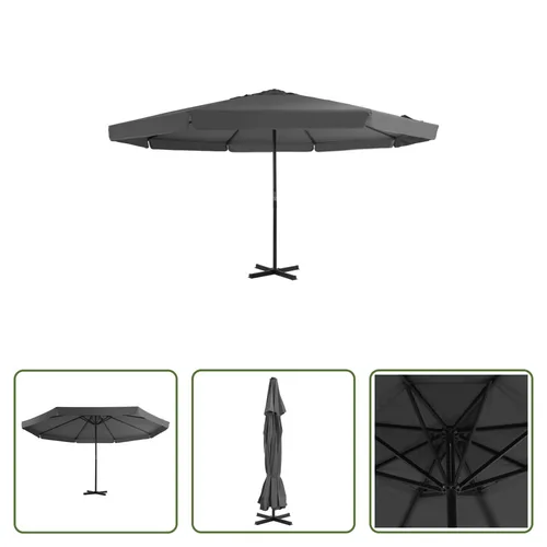 The Living Store Sonnenschirm 500 cm Anthrazit mit Aluminium-Mast