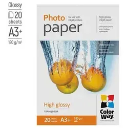 ColorWay CW pg180020 A3+ Hochglanz Fotopapier - Druckerpapiere – Hochwertiges A3+ Fotopapier mit 180 g/m² für brillante Farben und detailreiche Ausdrucke, ideal für Fotos und kreative Designs.