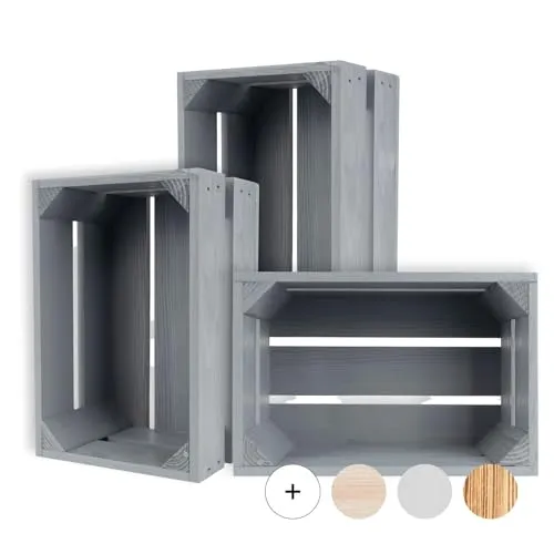 Creative Deco 3 x Kleine Holzkiste Grau | 30 x 20 x 15 cm - Praktisches Set aus 3 stilvollen Holzkisten in Grau. Ideal zur Aufbewahrung und Deko, gefertigt aus hochwertigem Kiefernholz. Vielseitig einsetzbar als Geschenkkorb oder in DIY-Projekten.