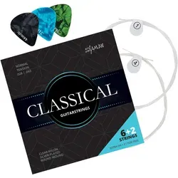 Shaman Classical Saiten für Konzert-Gitarre inkl. 2 Ersatzsaiten und 3 Plektren