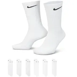 Nike Unisex Everyday Cushioned Training Crew Socks (6 Paar) - Weiß - Herrensocken mit dicker Frotteesohle für optimalen Tragekomfort und Dämpfung. Ideal für intensive Workouts, sorgt das schweißableitende Material für trockene Füße.