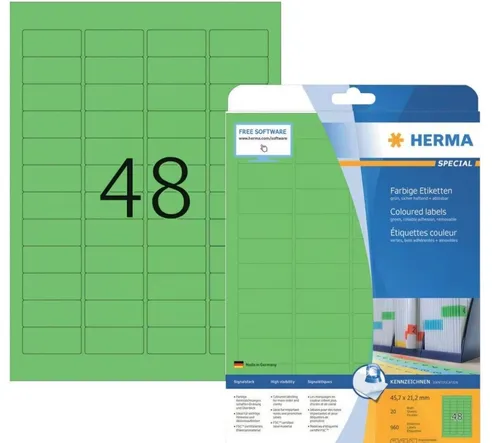 HERMA 4369 Etiketten 4369 grün 45,7 x 21,2 mm 960 Etiketten in grün von HERMA