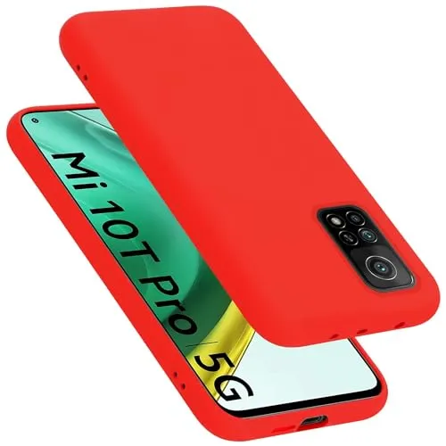 Cadorabo Hülle kompatibel mit Xiaomi Mi 10T / Mi 10T PRO Hülle Silikon Handyhülle für Mi 10T / Mi 10T PRO Case aus flüssigem Silikon- Kratzfeste und stoßfeste dünne TPU Schutzhülle - Liquid ROT