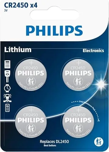 Philips CR2450 Lithium Knopfzelle Batterie 4 Stück