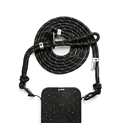 Mous Handy-Umhängeband mit abnehmbarer Handschlaufe, Schwarz/Violett/Salbeigrün, Schwarz