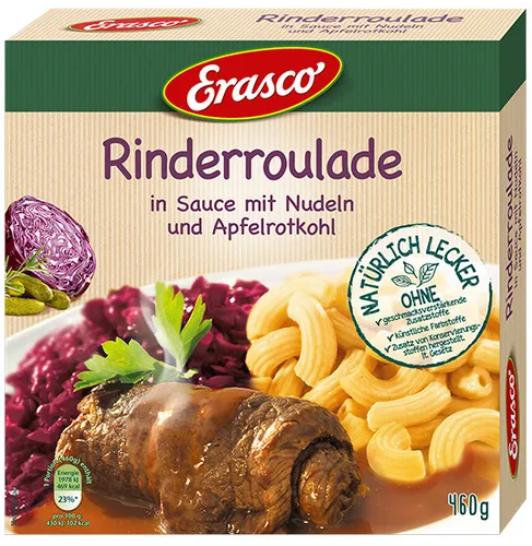 Erasco Rinderroulade mit Rotkohl & Spätzle