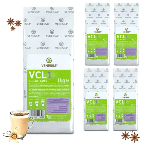 VENESSA VCL1 Chai Latte 5 x 1kg Löslich, Instant Milchtee mit angenehmer Süße
