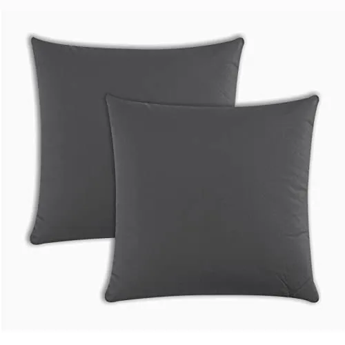 Müskaan Kissenbezug 40 x 40 cm – 2er Set Kissenbezüge – Kopfkissenbezug 40x40 aus Mikrofaser – bügelfrei, knitterfrei, mit Reißverschluss – weich & glatt – Anthrazit