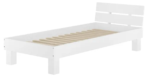 Buchebett weiß Massivholz Einzelbett Holzbett 100x200 Futonbett Jugend Zubehör wählbar V-60.86-10WRollrost inkl.