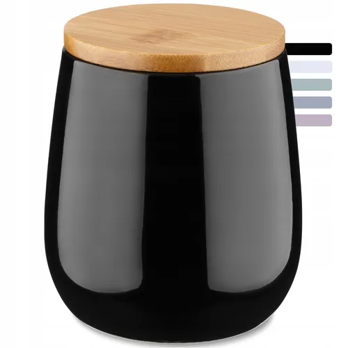 KADAX Kosmetikdose, aus Keramik, mit Deckel aus Bambus, Schwarz