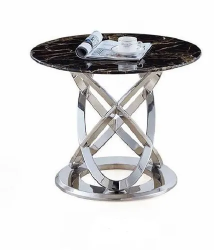 Moderner Beistelltisch aus Edelstahl – Eleganter Wohnzimmertisch - Beistelltisch aus hochwertigem Edelstahl, rund und modern gestaltet. Ideal für Ihr Wohnzimmer mit einem Durchmesser von 60 cm und einer Höhe von 52 cm. Perfekt für stilvolle Akzente ohne Montageaufwand.