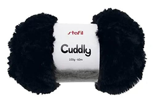 stafil Wolle Cuddly Chenillewolle 100g 60m Nadelstärke 10-12 Ganzjährig 30°C waschbar 100% Polyester Ideal für Mütze Pullover Schal Schwarz