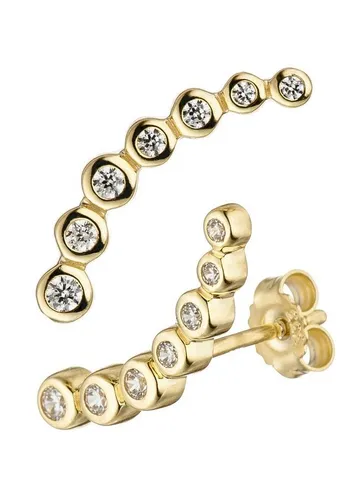 JOBO Paar Ohrstecker Ohrringe mit 14 Zirkonia, 333 Gold