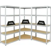 PROREGAL Mega Deal: Eckregal & 2x Schwerlastregal Slim Elephant - Lagerregale mit hoher Traglast von bis zu 350 kg pro Ebene, ideal für optimalen Stauraum in Keller oder Garage. Einfacher Aufbau in 15-20 Minuten!