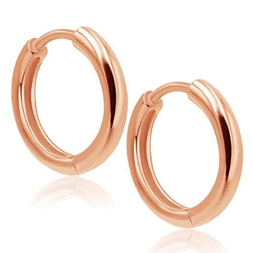 Rosegold-Creolen Ohrringe 925 Sterling 24 kt vergoldet 1 Paar Creolen Durchmesser 14 mm NOBEL SCHMUCK®