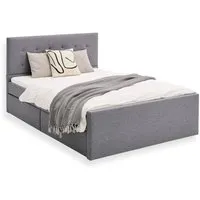 Homestyle4u Polsterbett 140x200 mit Stauraum - Modernes Polsterbett in Dunkelgrau mit 2 Schubladen für optimalen Stauraum. Stabiles Bettgestell sorgt für erholsamen Schlaf im Schlafzimmer.