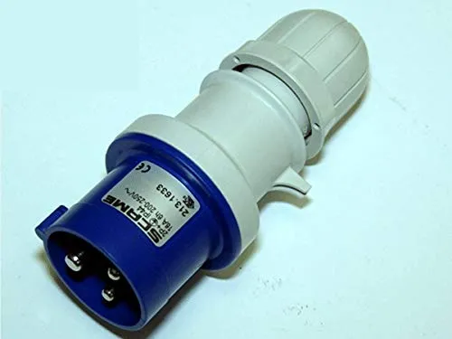 Scame 213.1633 Serie Optima, IP44 Stecker, 2P+E Pole, 16 A, 200V-250 VAC, 6 Std. Position, blau