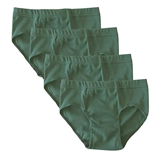 HERMKO 2850 4er Pack Jungen Slip einfarbig aus 100% Bio-Baumwolle mit Dehnbund, Farbe:Olive, Größe:116