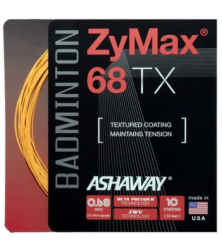 Ashaway Badmintonsaite Zymax 68 TX orange 10m Set, Saitendicke: 0.68