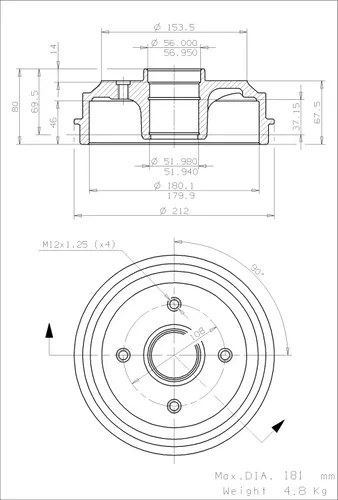 Brembo Bremstrommel ESSENTIAL LINE 14.7093.10 - Autoteile, hochwertige Bremstrommel für optimale Bremsleistung und Sicherheit im Straßenverkehr.