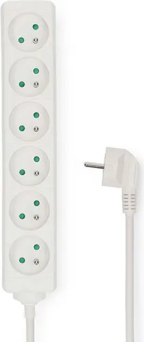 Nedis Steckdosenleiste - Frankreich / Typ E (CEE 7/6) - 6-Wege - 1.50 m - 3680 W - 16 A - Art der Erdung: Erdungsstift - 230 V AC 50/60 Hz - Buchsenwinkel: 45 ° - H05VV-F 3G1.5mm² - Weiss