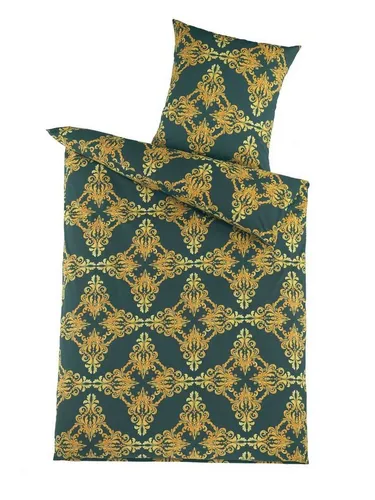 Optidream Bettwäsche Set Renforcé 135x200 Baumwolle Emir grün, Renforcé, 2 teilig, Sommer Geschenke Idee Frauen Männer weich sale Reißverschluss Partner