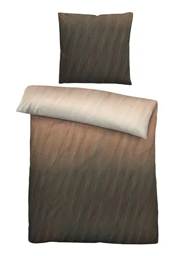 biberna Feinbiber Bettwäsche 0006731 FARBVERLAUF - Gold 135x200 cm - Bettwäschen aus 100% Baumwolle, weich und pflegeleicht, mit verdecktem Reißverschluss für einfachen Bezugwechsel.