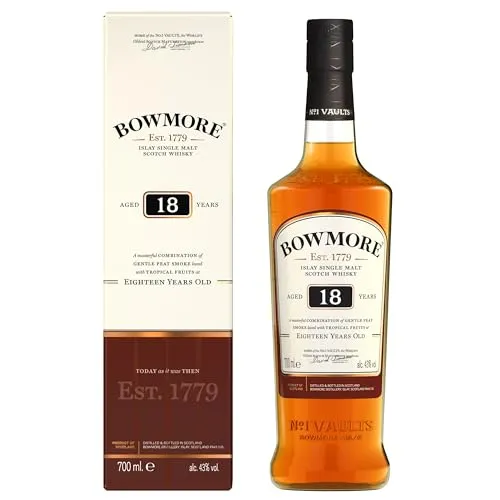 Bowmore 18 Years Whisky in Geschenkbox - Edler Scotch Whisky mit 40% Vol., 18 Jahre gereift, perfekt zum Verschenken oder für besondere Anlässe.