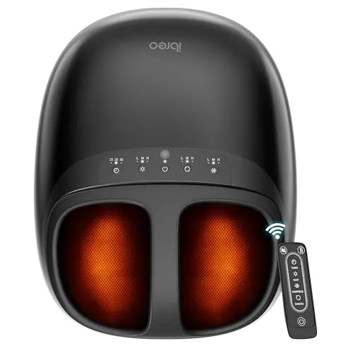 ibreo Shiatsu Fußmassagegerät mit Wärme & 360° Luftdruck – Elektrische Fußmassage mit Rollen & Knetfunktion für Entspannung & müde Füße – für Damen, Herren & Senioren bis Größe 47