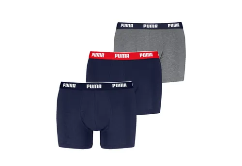 PUMA MEN EVERYDAY BASIC BOXERS 3P - Herrenunterhosen in Grau/Blau, mit komfortablem elastischem Logobund für perfekten Sitz und hohe Bewegungsfreiheit.