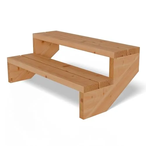 Gartenwelt Riegelsberger Terrassentreppe Breite 95 cm Treppe mit 2 Stufen Geschosshöhe 38 cm Massivholz Lärche Komplett-Set Wangen, Bohlen & Schrauben