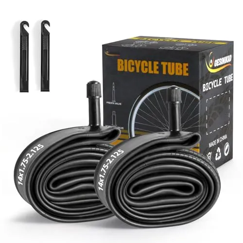 2er-Pack 14 Zoll Fahrradschlauch AV32mm Schrader Ventil kompatibel Reifenschlauch 14 x 1.75/1.9/1.95/2.0/2.1/2.125, 14 Zoll Schlauch für Kinder/Mountain/BMX Fahrrad