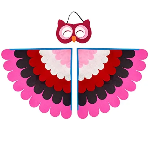Oblique Unique® Eule Uhu Kostüm Accessoire Set - Flügel und Maske für Karneval Fasching Motto Party als Verkleidung und zum Spielen