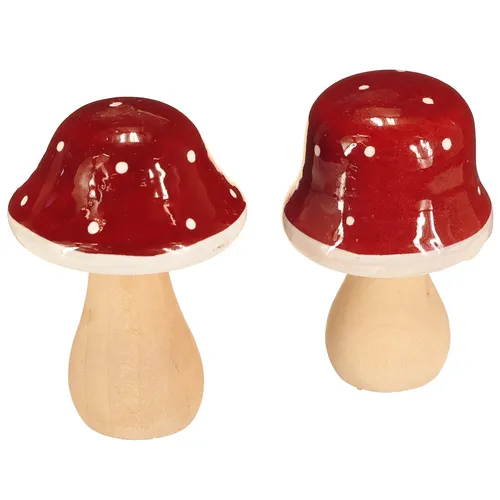 Fliegenpilz Deko aus Holz für Herbst und Advent, 4 Stück