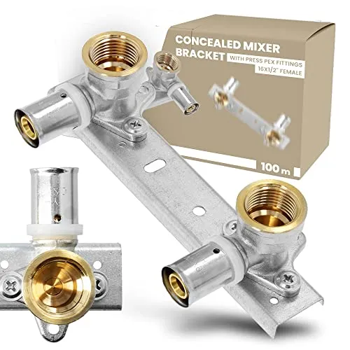 Verdeckte Mischerhalterung mit Press-PEX-Armaturen Einfache Wasserhahninstallation 16 x 1/2 Zoll weiblich 100 mm Wasserversorgungs-Heizsysteme