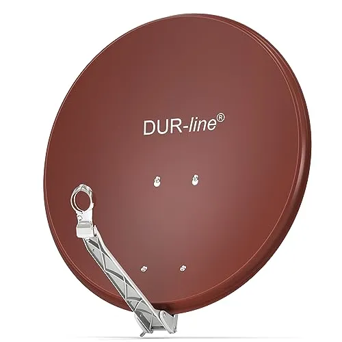 DUR-line Select 60cm x 65cm Alu Satelliten-Schüssel Rot - Hochwertige SAT-Antenne mit hervorragender Empfangsleistung, getestet mit Note 1,2. Stabil und langlebig durch unverwüstliches Aluminium-Druckguss-Set, ideal für jahrelangen Einsatz.