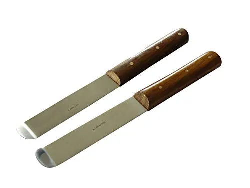 2x Gipsspatel/Anrührspatel vorn gebogen, Spatel mit Holzgriff, 20 cm, Gips Spatel Kosmetik Cremespatel Salbenspatel