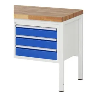 Rau Schubladenschrank Modell L2.3 - 580x650x440mm - Unterbauschrank mit 3 robusten Schubladen, ideal für effiziente Stauraumlösungen. Hohe Tragkraft von 100 kg pro Schublade und inklusive zentralem Stiftzylinderschloss für Sicherheit.
