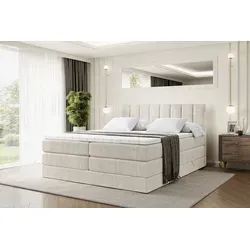 Altdecor Boxspringbett Creme 140x200 cm - Schlafzimmer Betten: Boxspringbett mit 2 Bettkästen für viel Stauraum, ideal für erholsame Nächte. Allergikerfreundliche Materialien und abnehmbarer Bezug für einfache Reinigung.