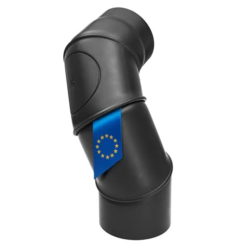 Rauchrohrbogen Multibogen mit Tür 150 mm - Abgasrohre - 4-teilig drehbarer Multibogen mit Reinigungsöffnung, ideal für flexible Installationen und einfache Wartung.