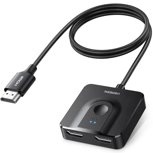 UGREEN HDMI Switch 4K 60Hz - Bidirektionaler HDMI Splitter - Video Umschaltpulte: Unterstützt 4K@60Hz Auflösung für brillante Bildqualität und ist ideal für PS5, Xbox und mehr. Plug and Play ohne externe Stromversorgung.