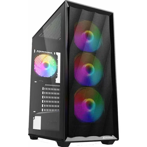 VK4 Rainbow Tower-Gehäuse - Schwarzes ATX PC-Gehäuse mit Tempered Glass für eine stylische Präsentation, bietet 2x 2,5 Zoll Einbauschächte und 7 Full-Size-Slots.