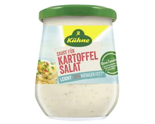 Kühne Fertige Sauce für Kartoffelsalat leicht, 250ml - Saucen mit nur 15% Fett, ideal für gesunde Kartoffelsalate und ohne Konservierungsstoffe.