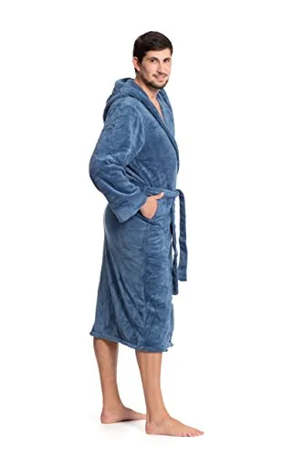 ZOLLNER Bademantel für Damen und Herren, Größe S, Mikrofaser, Marine - Hochwertiger Unisex-Bademantel aus 100% Mikrofaser, pflegeleicht und saugstark. Ideal für Zuhause oder Wellness, mit praktischen Taschen und Gürtel für perfekten Sitz.