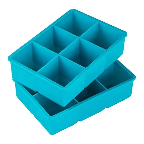 Webake Eiswürfelform Silikon Groß XXL Eckig Eiswürfel Form 2 Stück 5 x 5 cm Eiswürfelbehälter 6er Eiswürfelformen Silikonform Ice Cube Tray für Bier Cocktails Whisky