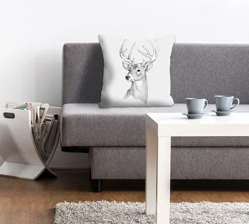 queence Dekokissen Emma, Hirsch-Design Kissenhülle in grau von Queence
